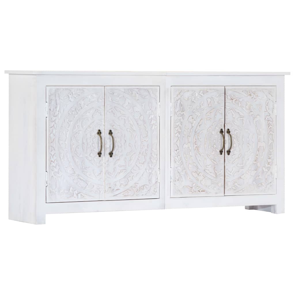Sideboard Handarbeit Weiß 140x30x70 cm Massivholz Akazie