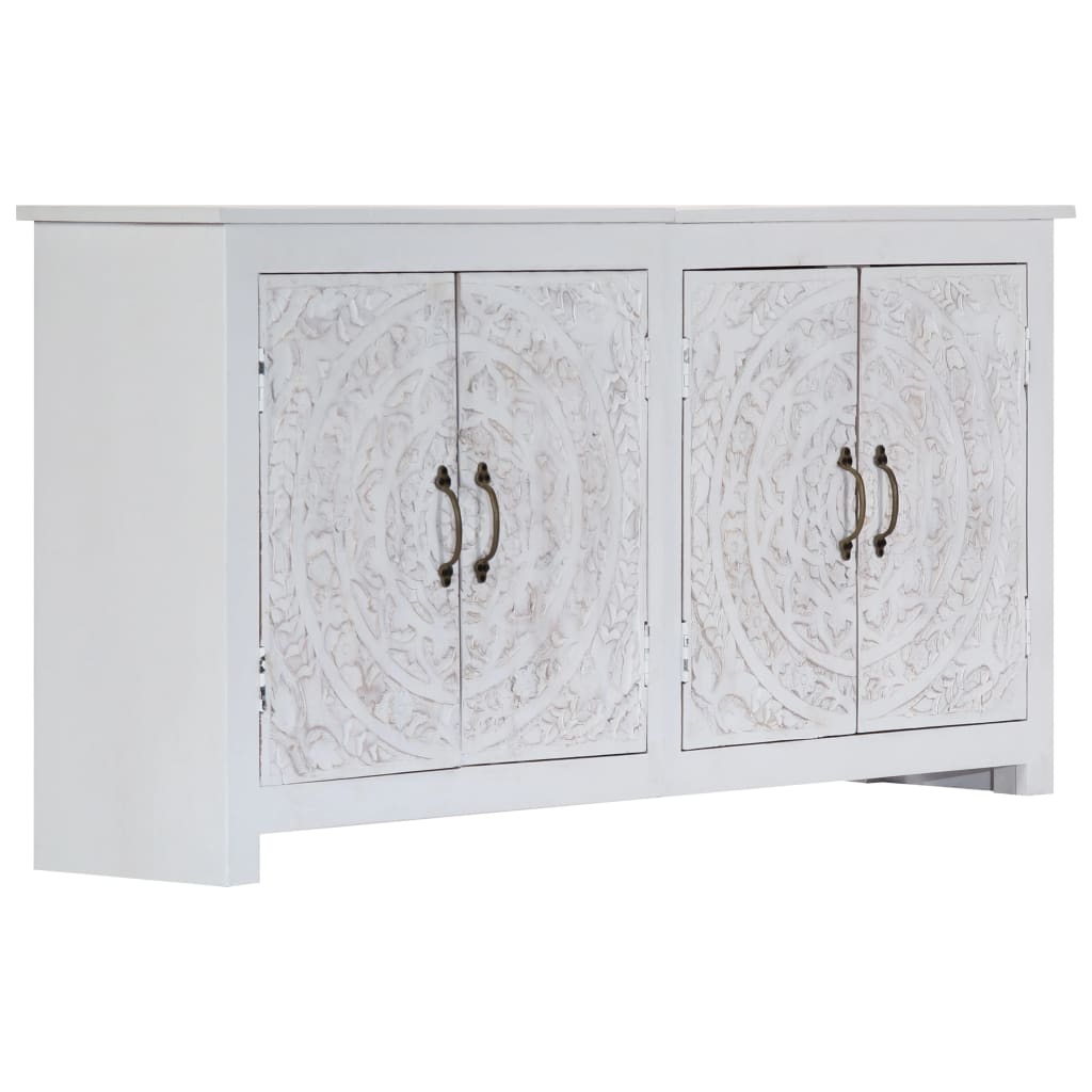 Sideboard Handarbeit Weiß 140x30x70 cm Massivholz Akazie