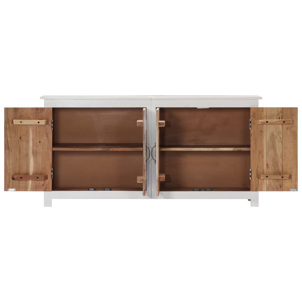 Sideboard Handarbeit Weiß 140x30x70 cm Massivholz Akazie