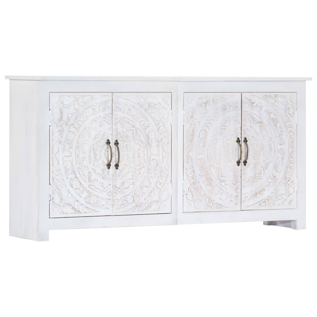 Sideboard Handarbeit Weiß 140x30x70 cm Massivholz Akazie