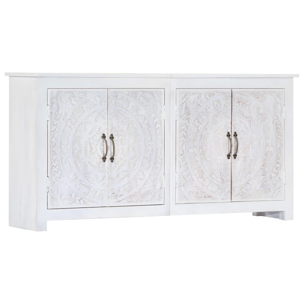 Sideboard Handarbeit Weiß 140x30x70 cm Massivholz Akazie