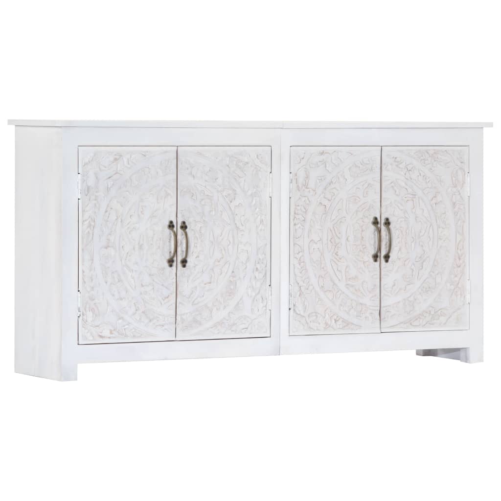 Sideboard Handarbeit Weiß 140x30x70 cm Massivholz Akazie