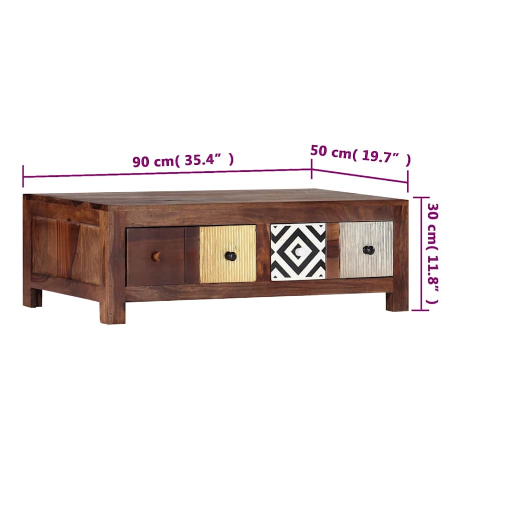 Couchtisch 90x50x30 cm Massivholz Akazie