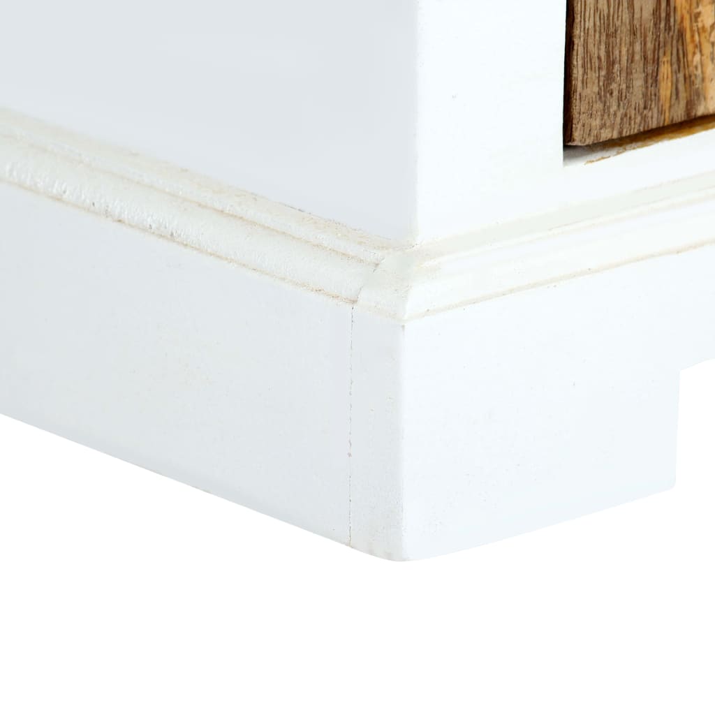Nachttisch Weiß und Braun 40x30x50 cm Massivholz Mango