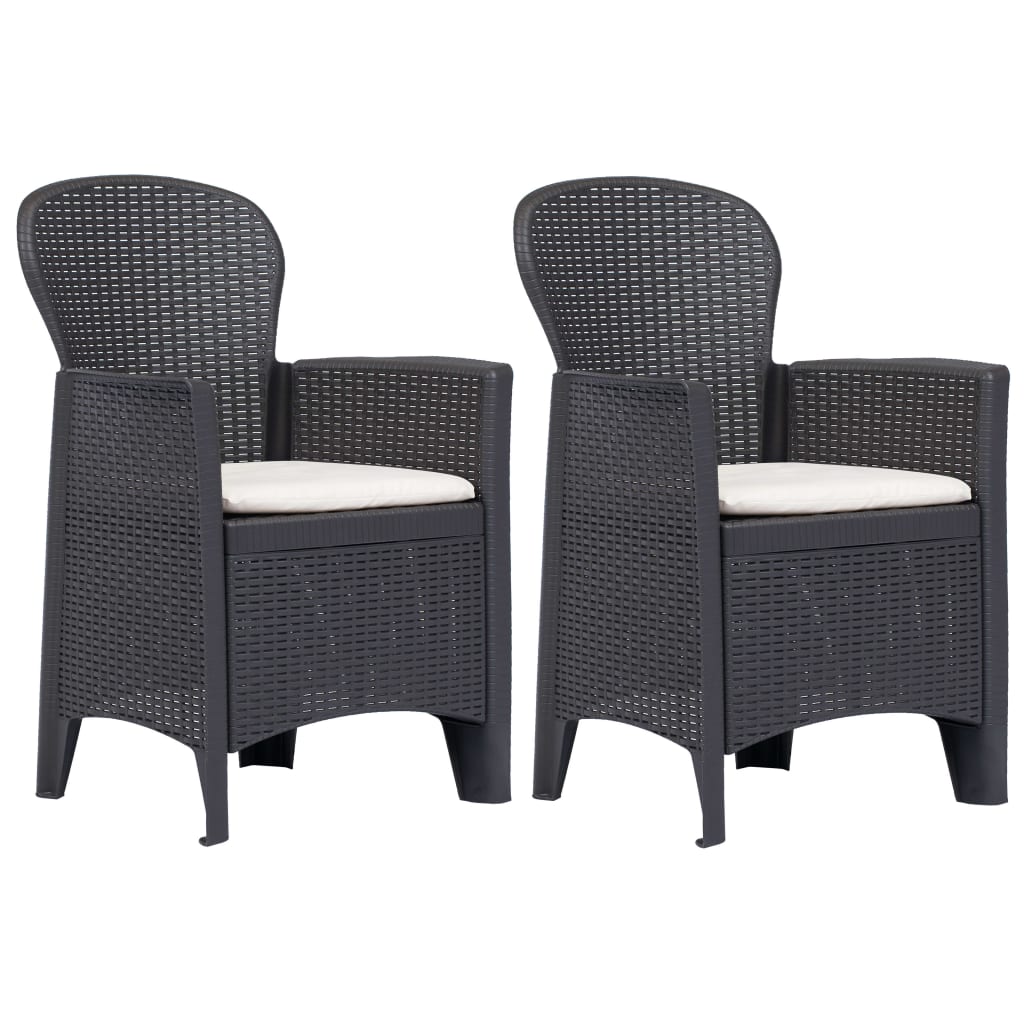 Gartenstuhl 2 Stk. mit Kissen Braun Kunststoff Rattan-Optik