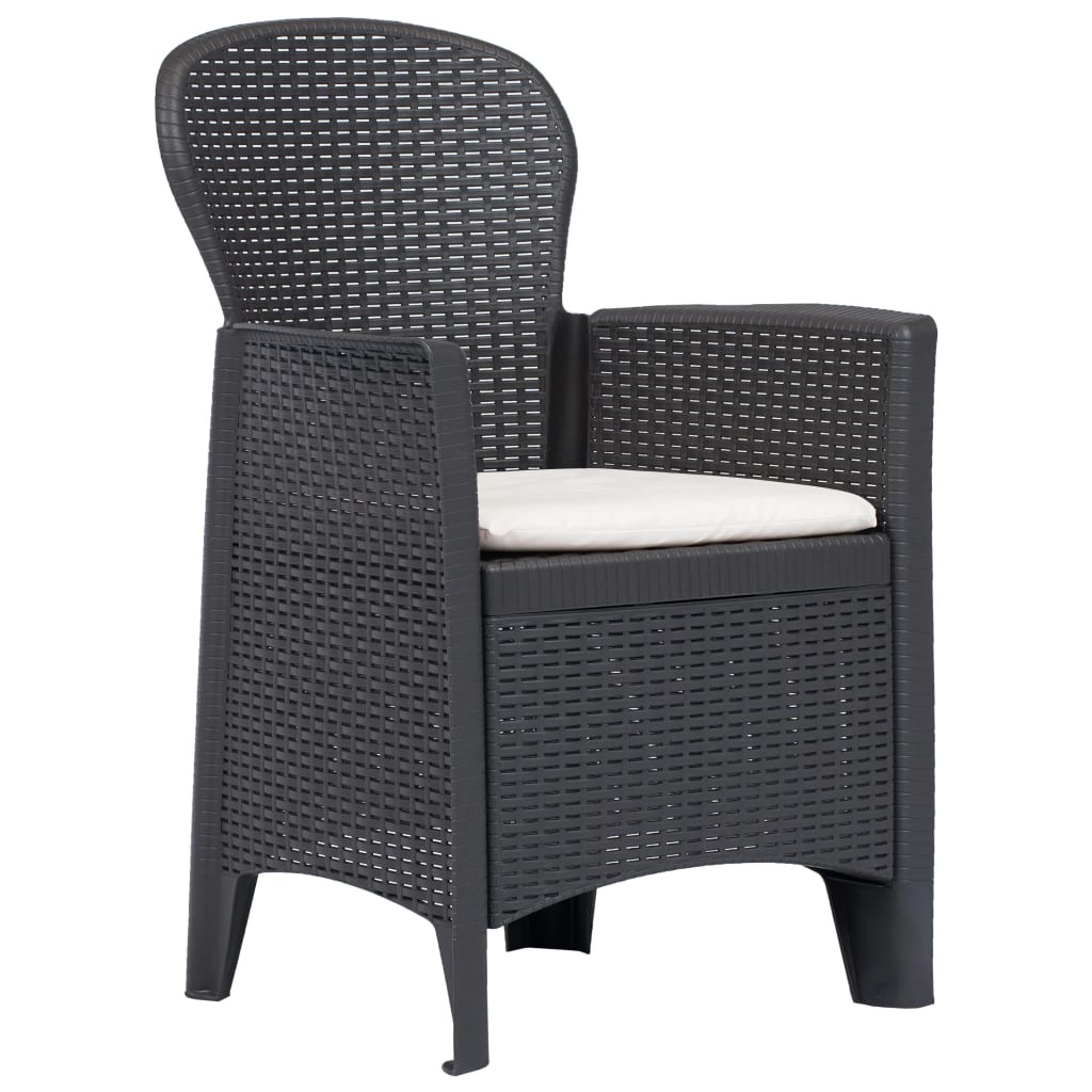 Gartenstuhl 2 Stk. mit Kissen Braun Kunststoff Rattan-Optik