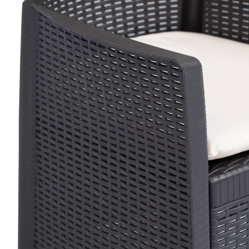 Gartenstuhl 2 Stk. mit Kissen Braun Kunststoff Rattan-Optik