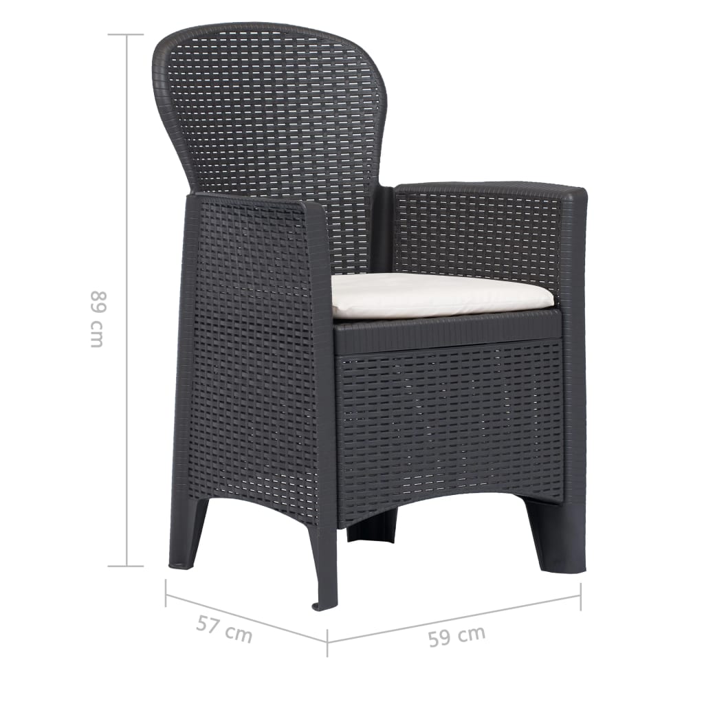 Gartenstuhl 2 Stk. mit Kissen Braun Kunststoff Rattan-Optik
