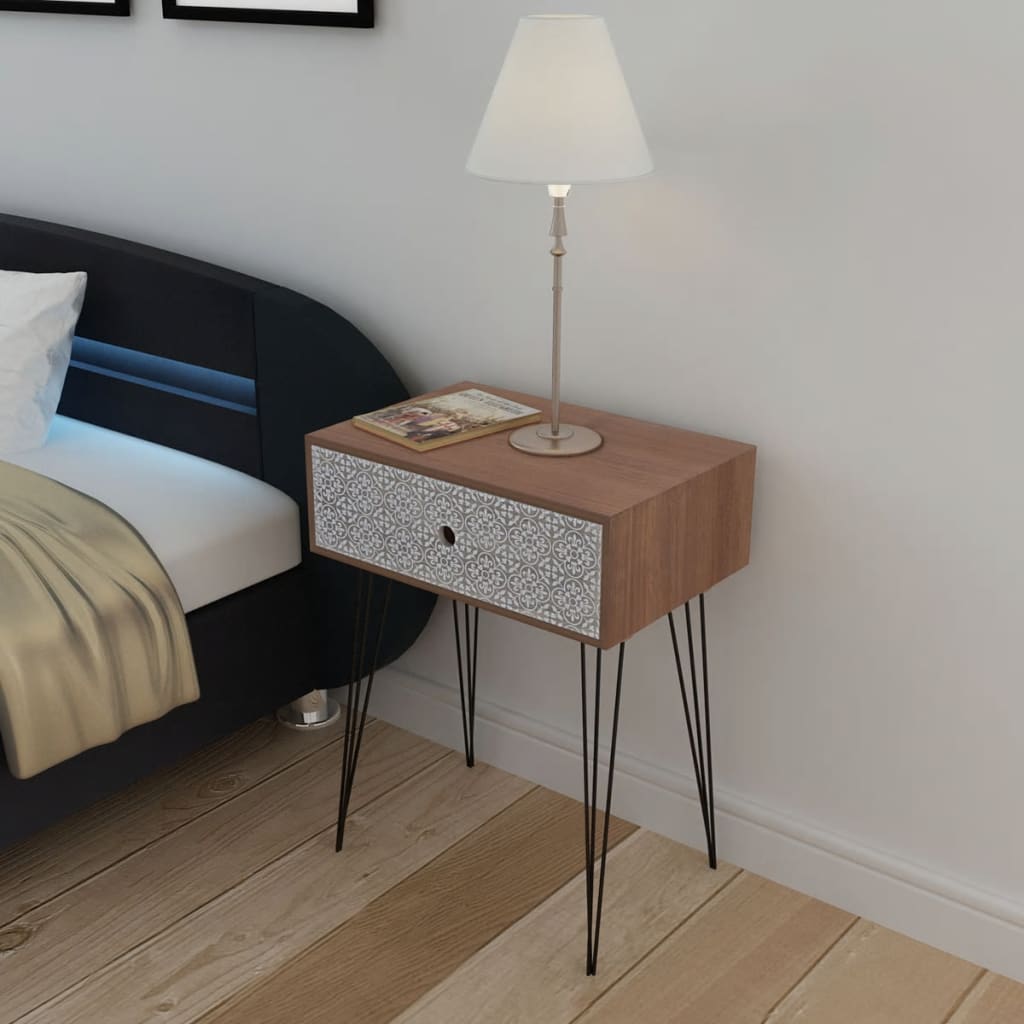 Nachttische mit Schublade 2 Stk. Braun