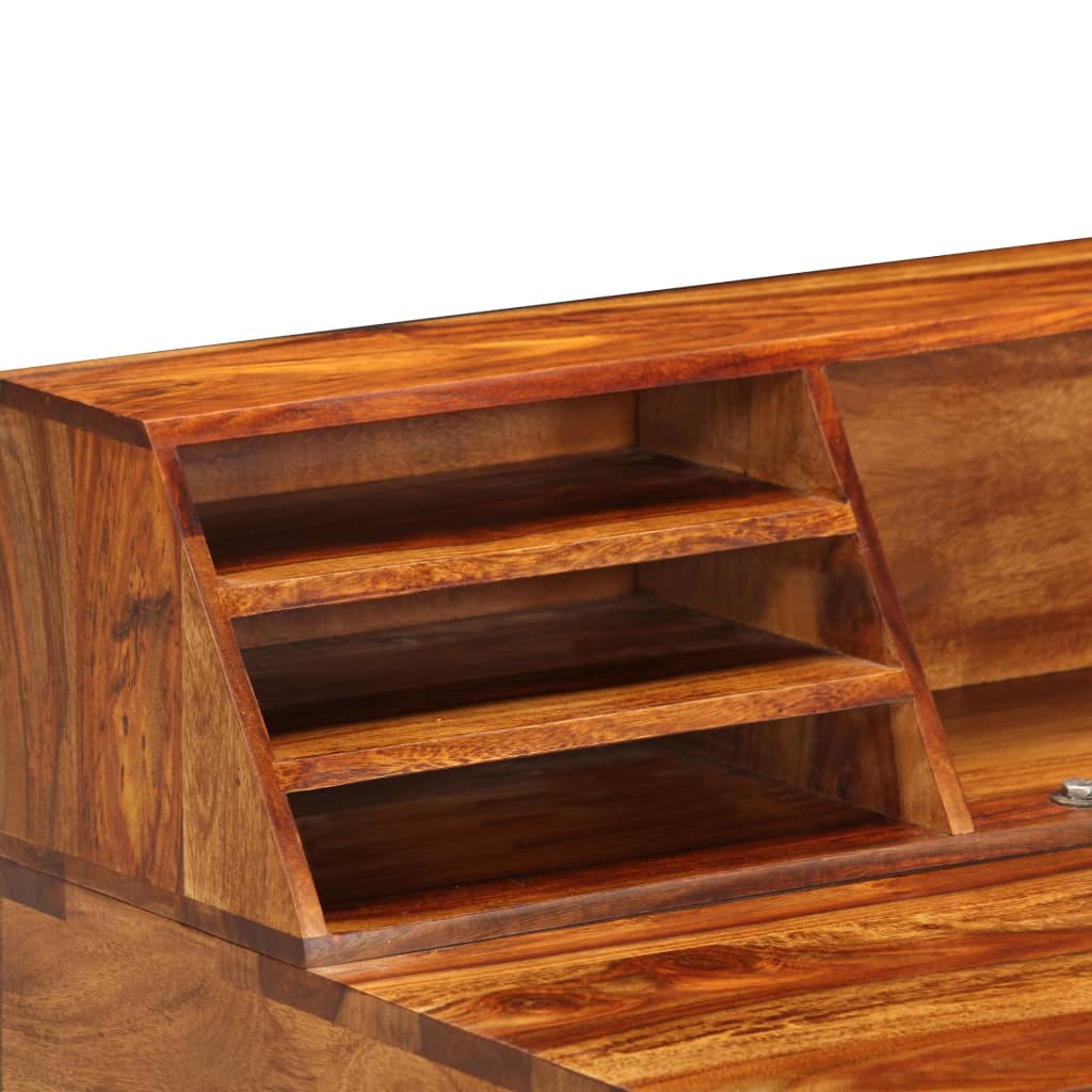 Schreibtisch 110 x 50 x 94 cm Massivholz Akazie und Stahl