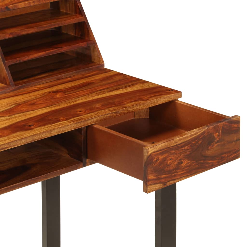 Schreibtisch 110 x 50 x 94 cm Massivholz Akazie und Stahl