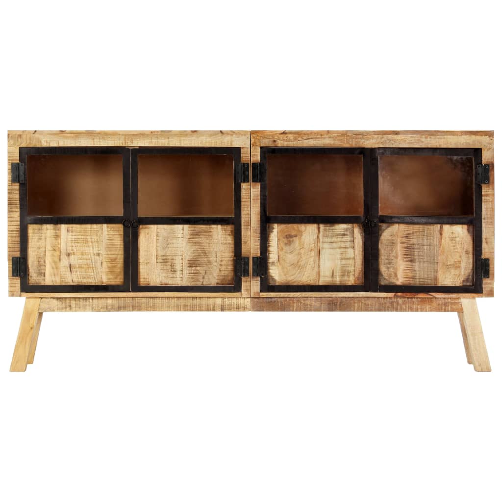 Sideboard Braun und Schwarz 160×30×80 cm Raues Mangoholz