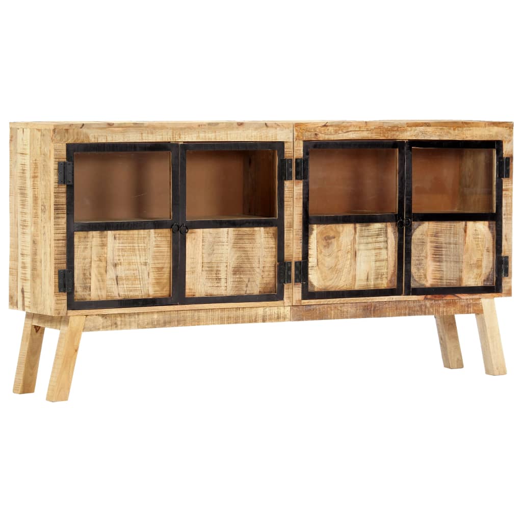 Sideboard Braun und Schwarz 160×30×80 cm Raues Mangoholz