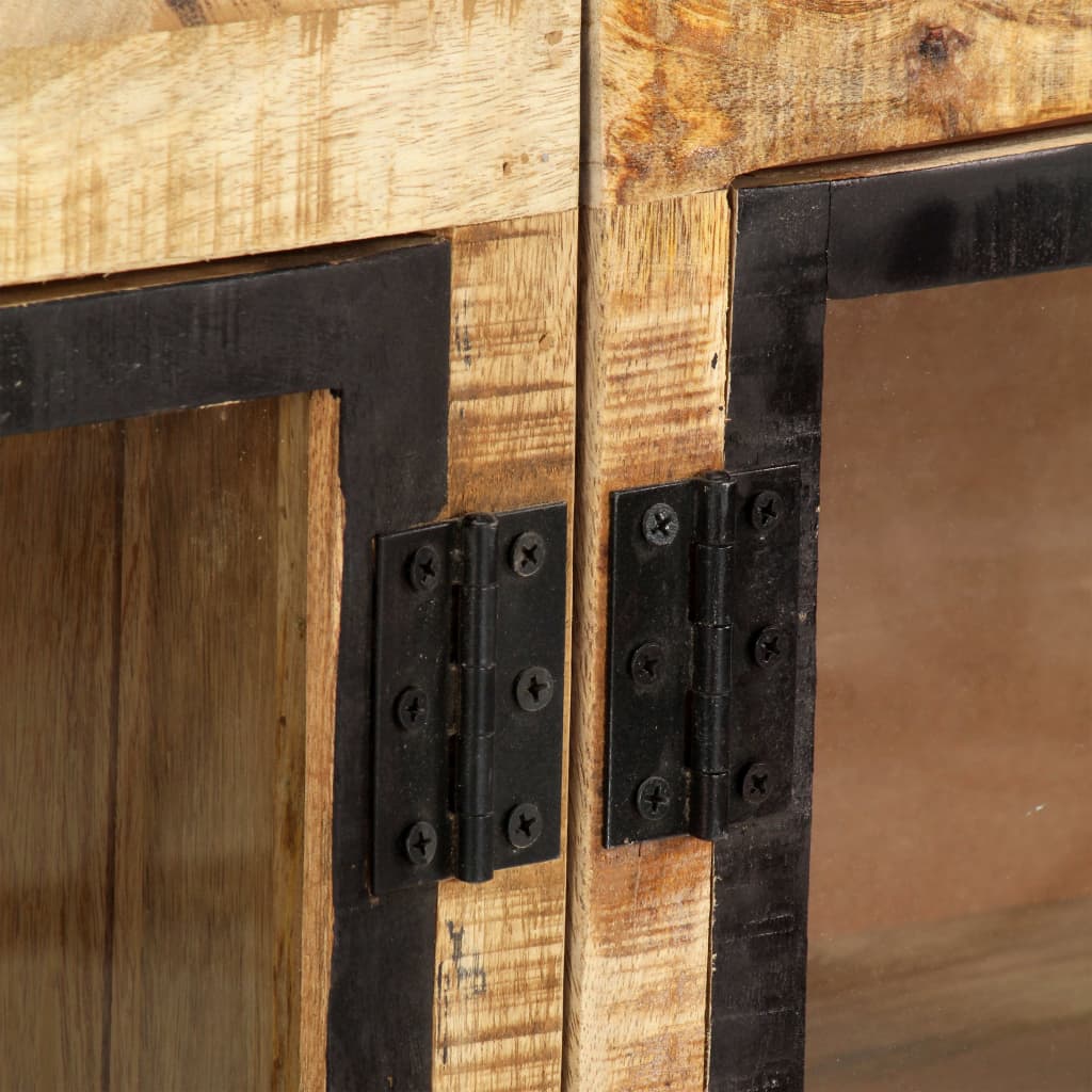 Sideboard Braun und Schwarz 160×30×80 cm Raues Mangoholz