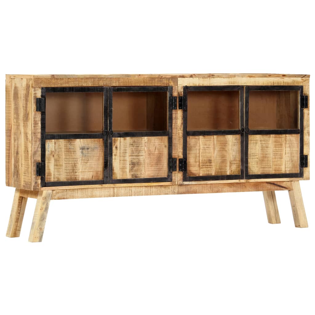 Sideboard Braun und Schwarz 160×30×80 cm Raues Mangoholz