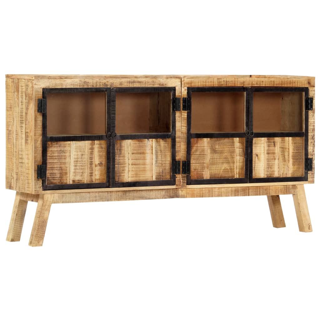 Sideboard Braun und Schwarz 160×30×80 cm Raues Mangoholz