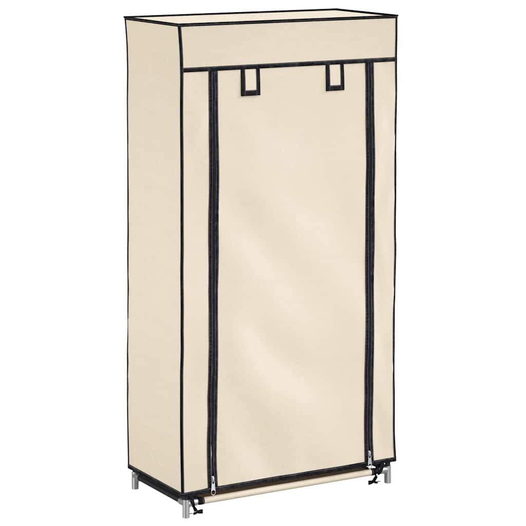 Schuhschrank mit Abdeckung Cremeweiß 58 x 28 x 106 cm Stoff
