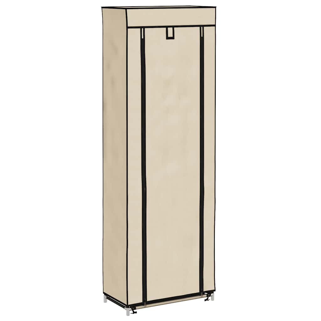 Schuhschrank mit Abdeckung Cremeweiß 57 x 29 x 162 cm Stoff