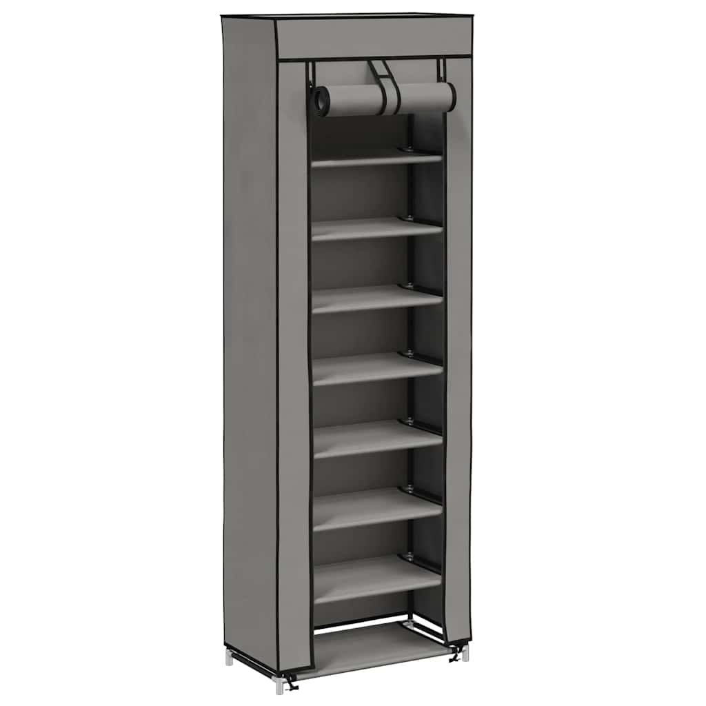 Schuhschrank mit Abdeckung Grau 57 x 29 x 162 cm Stoff
