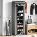 Schuhschrank mit Abdeckung Grau 57 x 29 x 162 cm Stoff