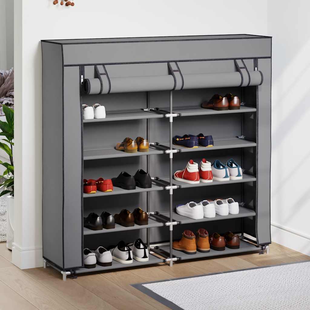 Schuhschrank mit Abdeckung Grau 115 x 28 x 110 cm Stoff