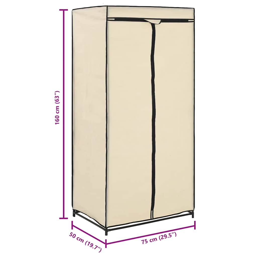 Kleiderschrank Creme 75×50×160 cm