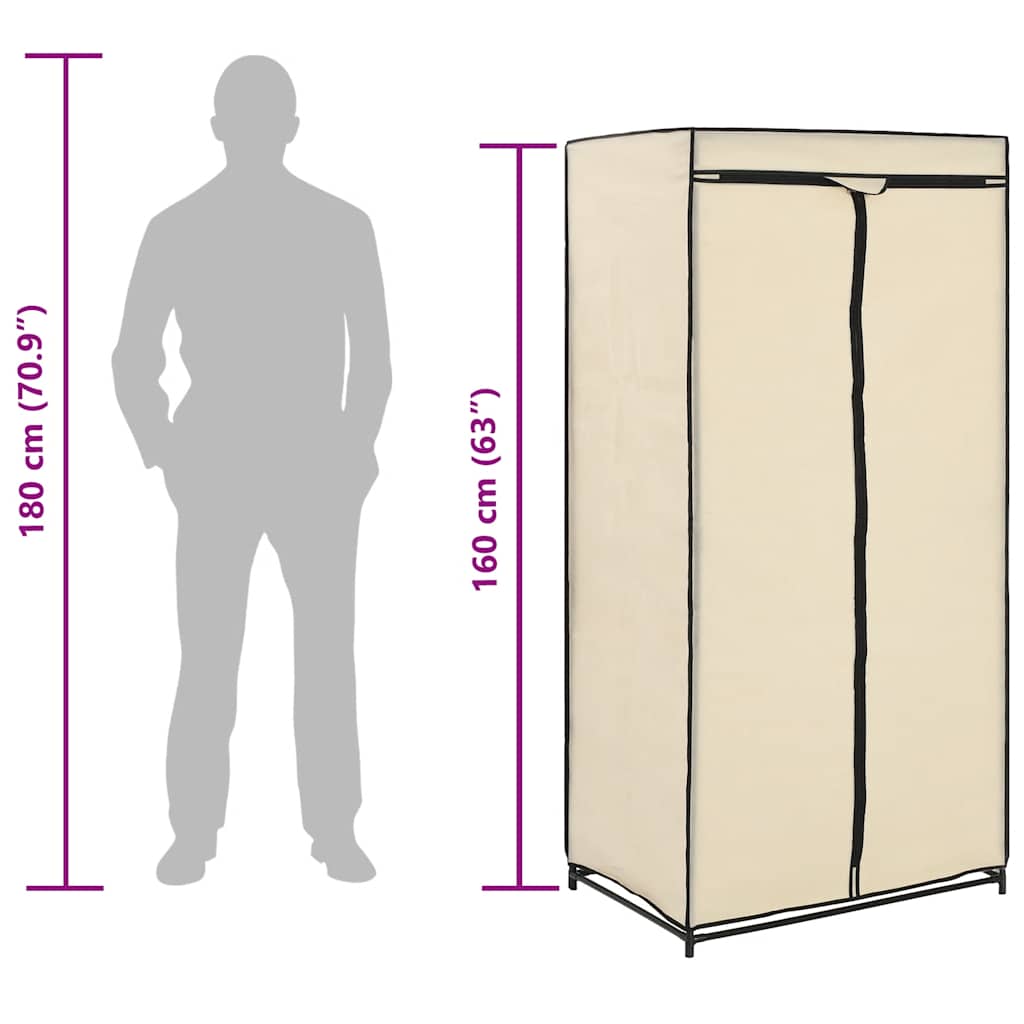 Kleiderschrank Creme 75×50×160 cm