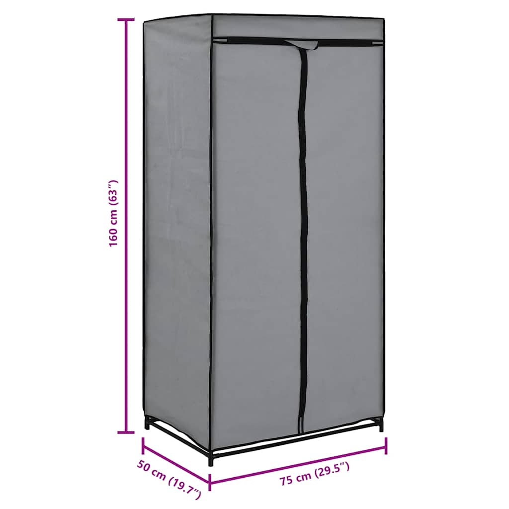 Kleiderschrank Grau 75×50×160 cm