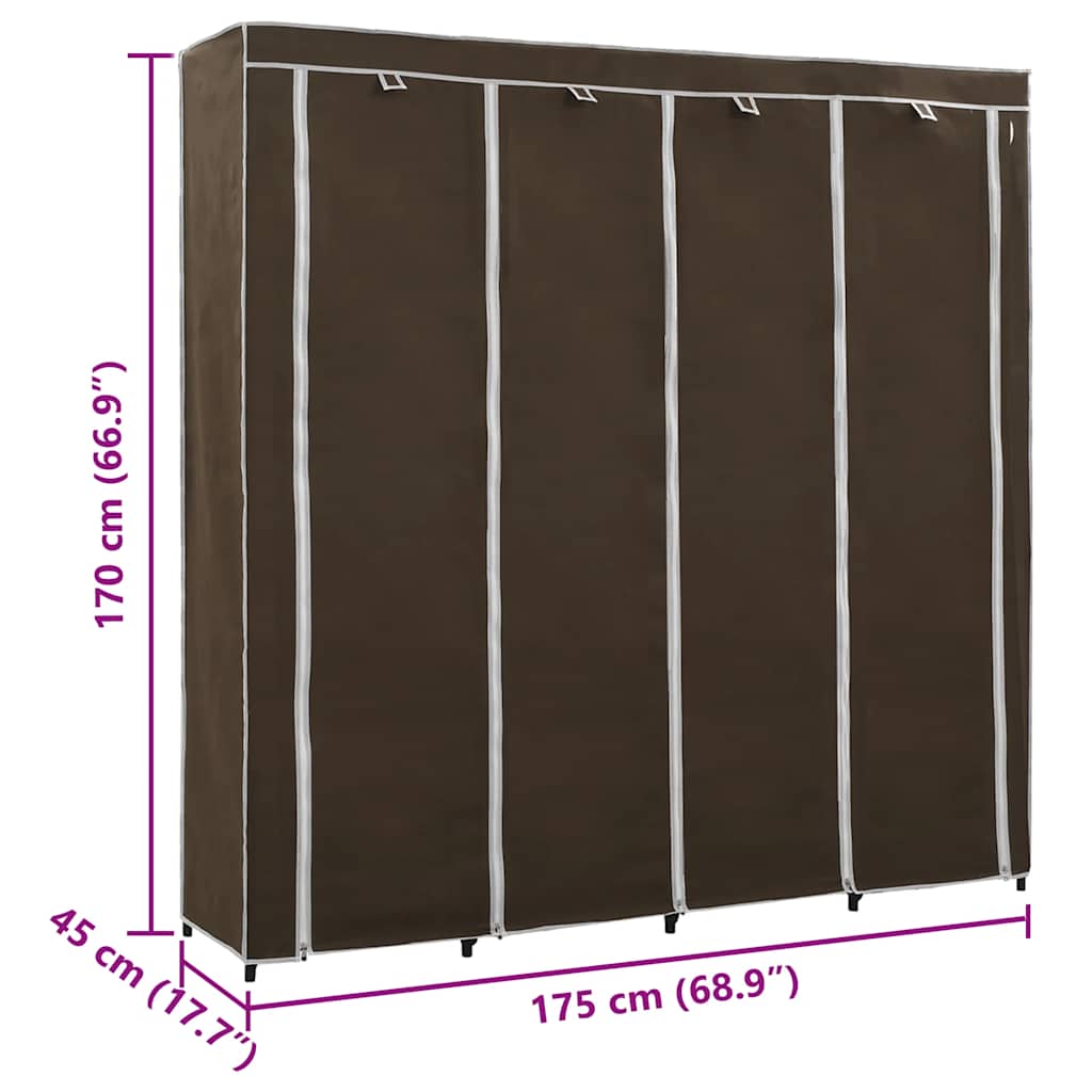 Kleiderschrank mit 4 Fächern Braun 175 x 45 x 170 cm