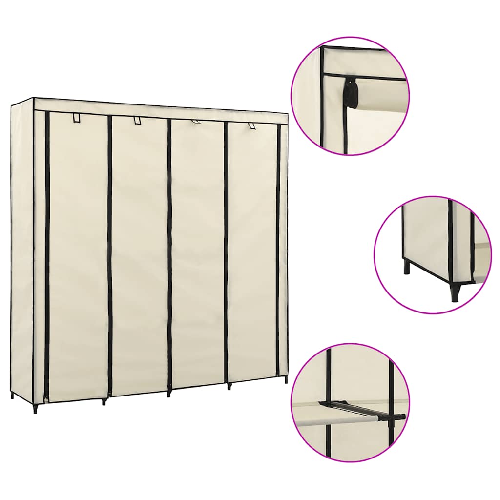 Kleiderschrank mit 4 Fächern Creme 175 x 45 x 170 cm