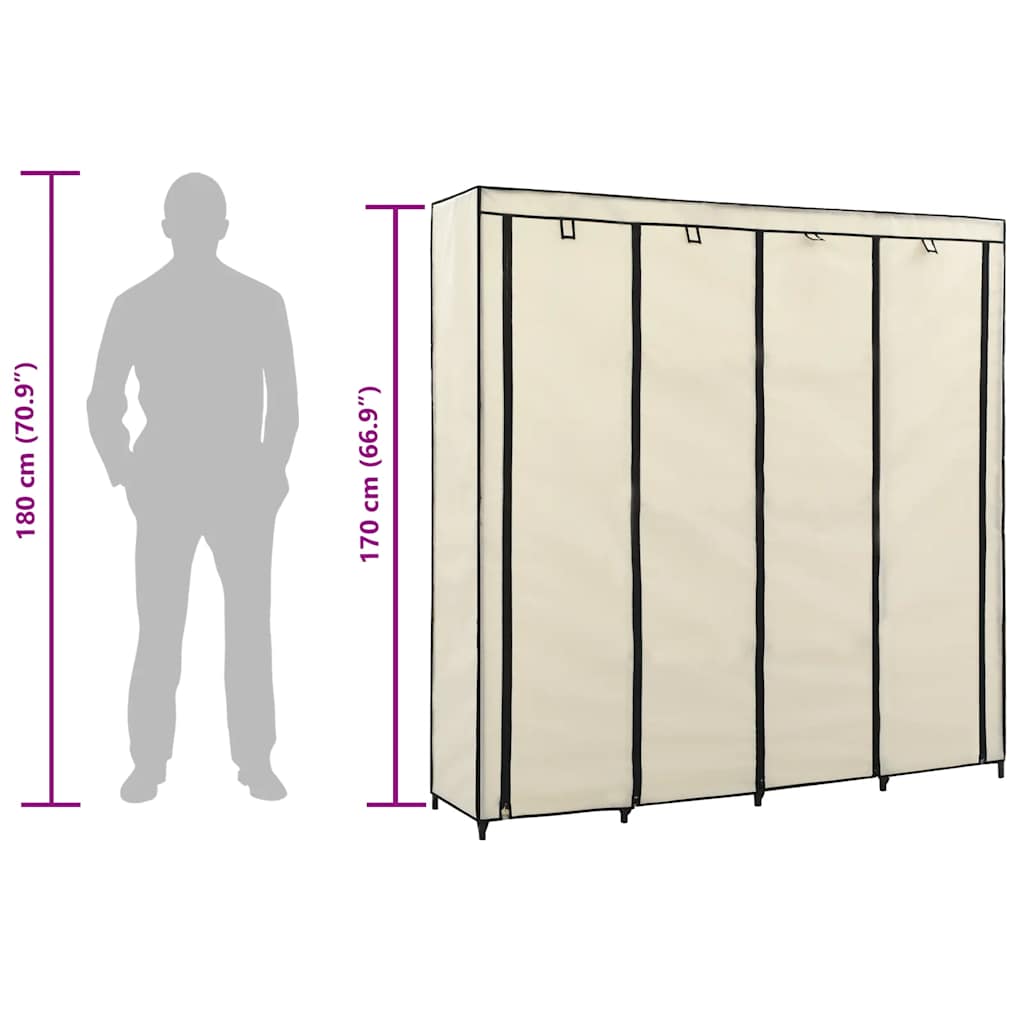 Kleiderschrank mit 4 Fächern Creme 175 x 45 x 170 cm