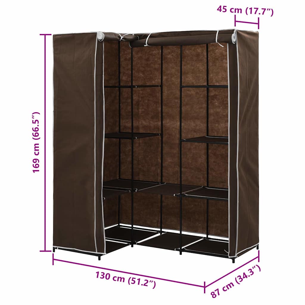 Eckkleiderschrank Braun 130 x 87 x 169 cm