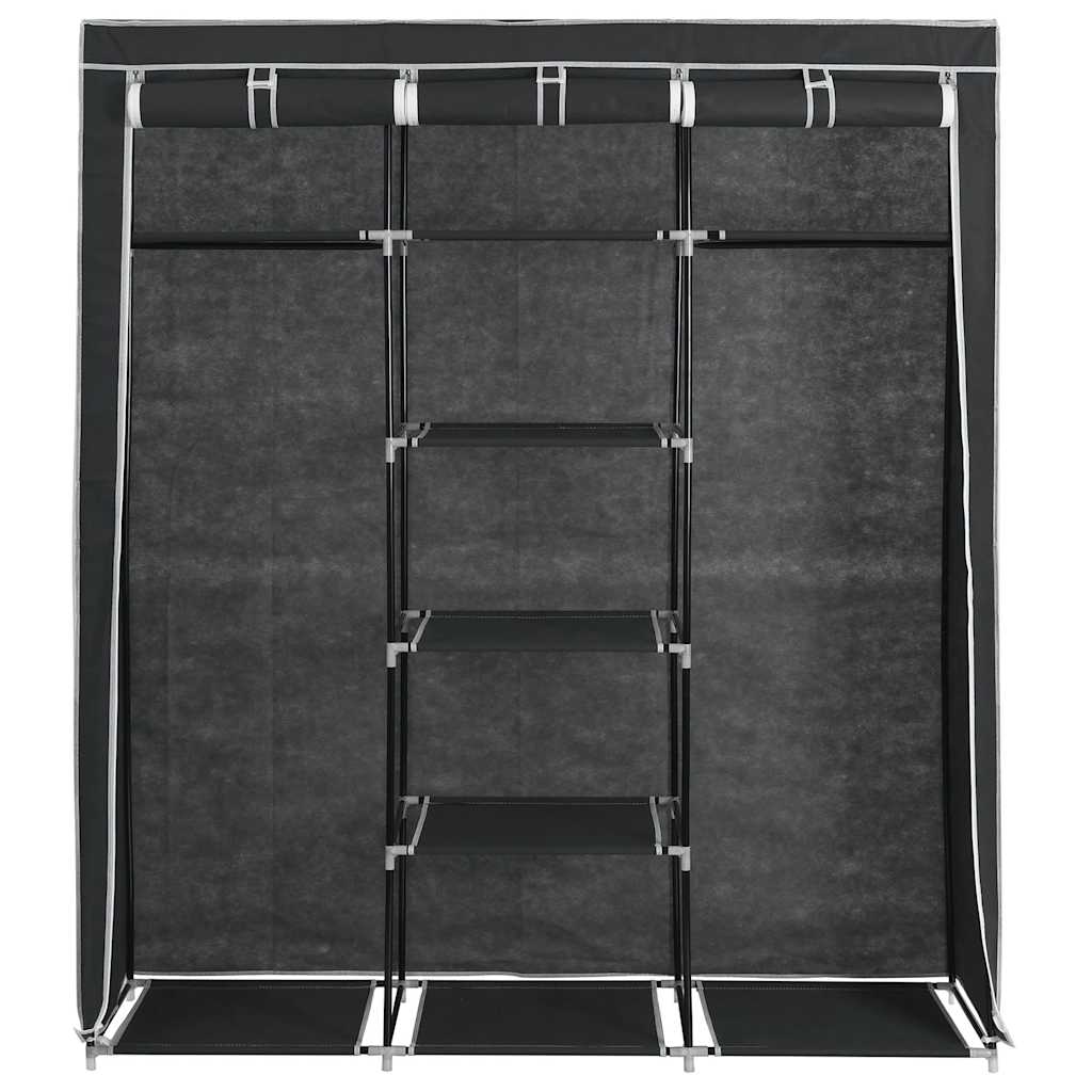 Kleiderschrank mit Fächern Stangen Schwarz 150x45x175cm Stoff