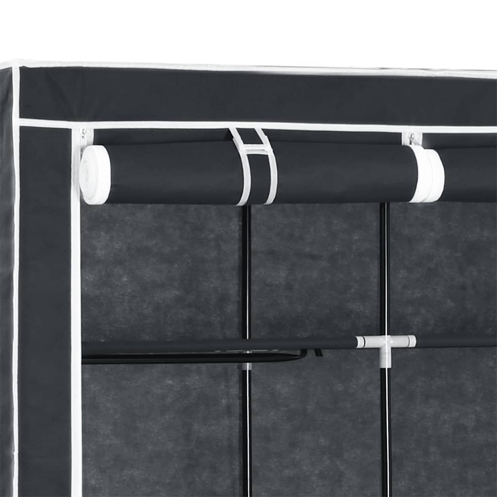 Kleiderschrank mit Fächern Stangen Schwarz 150x45x175cm Stoff