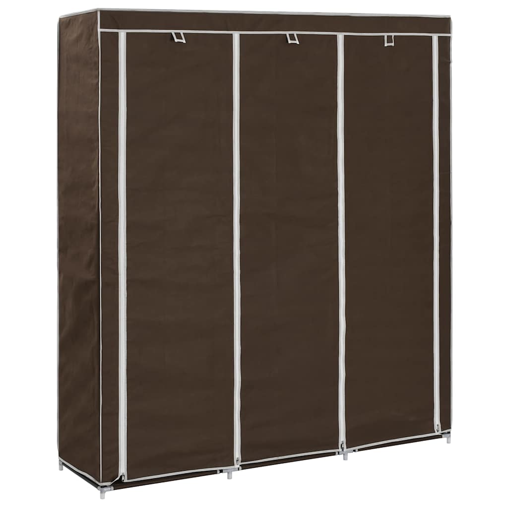 Kleiderschrank mit Fächern und Stangen Braun 150x45x175cm Stoff