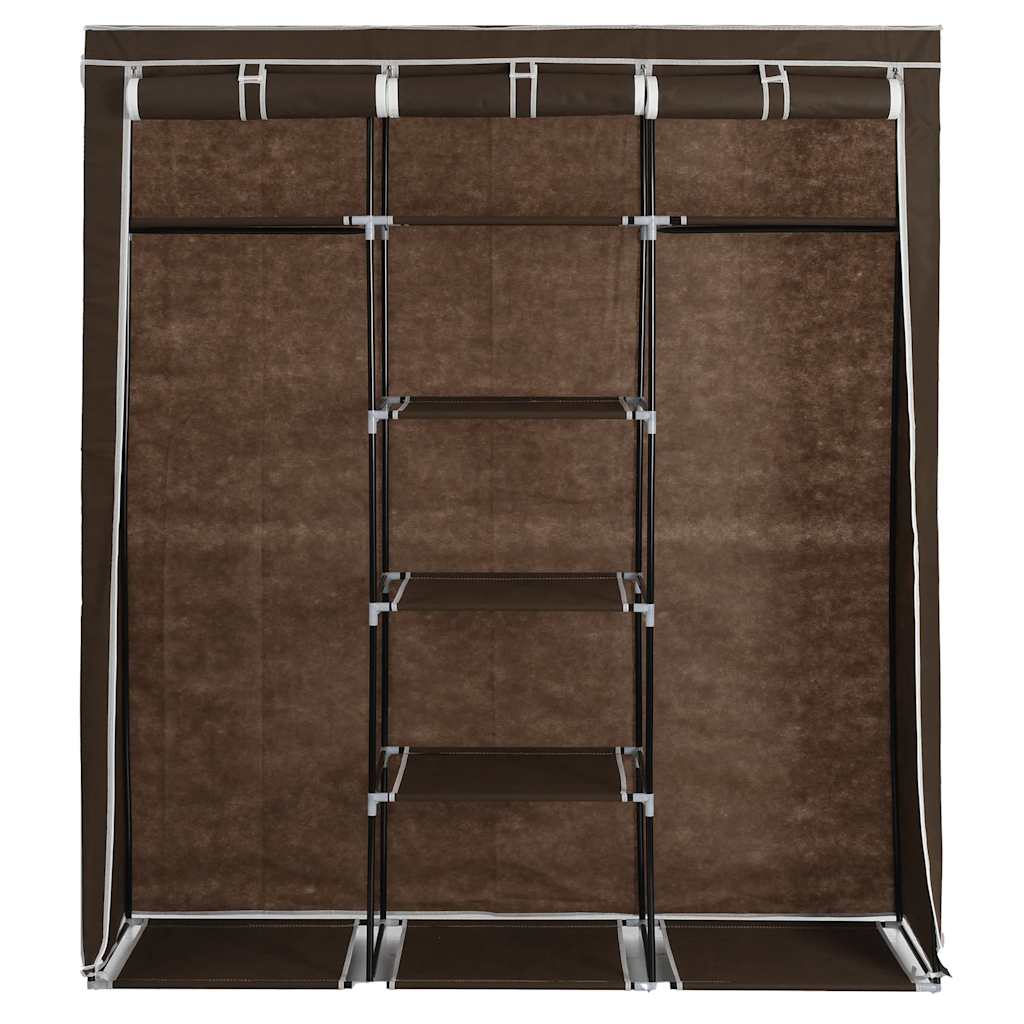 Kleiderschrank mit Fächern und Stangen Braun 150x45x175cm Stoff