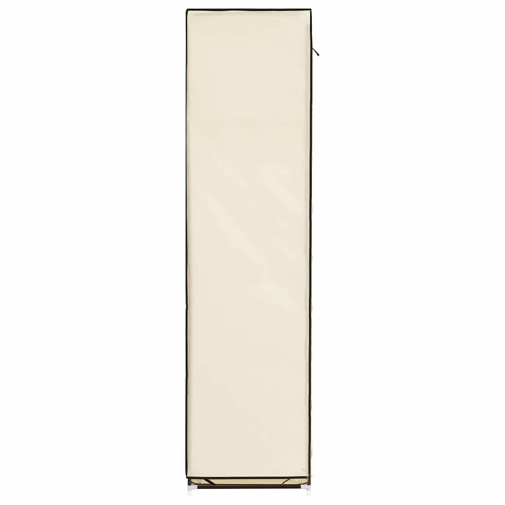 Kleiderschrank mit Fächern und Stangen Creme 150x45x175cm Stoff
