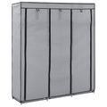 Kleiderschrank mit Fächern und Stangen Grau 150x45x175cm Stoff