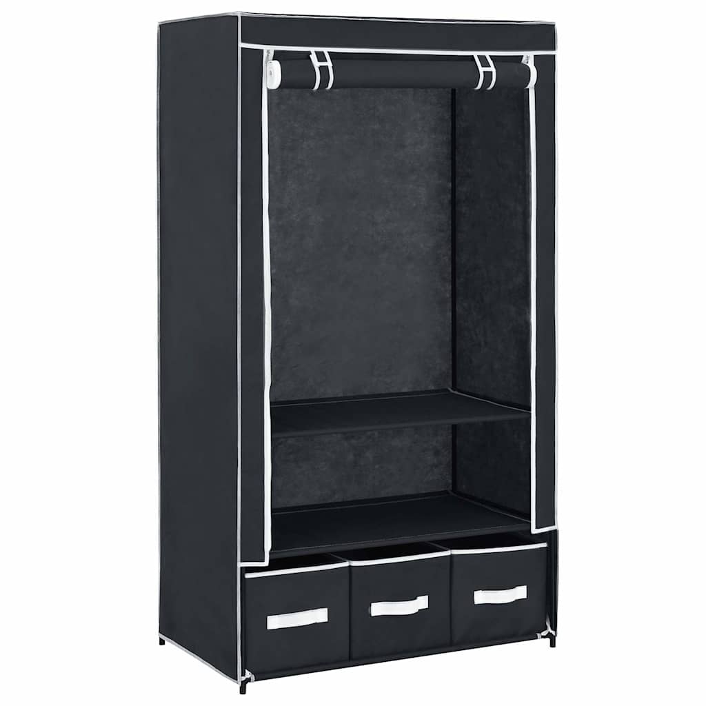 Kleiderschrank Schwarz 87 x 49 x 159 cm Stoff
