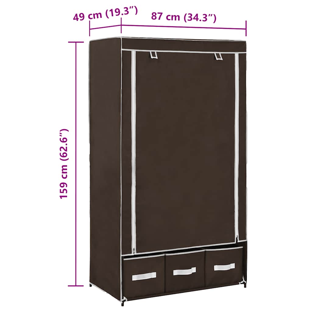 Kleiderschrank Braun 87 x 49 x 159 cm Stoff