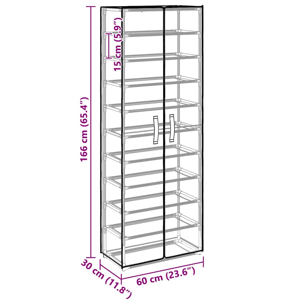 Schuhschrank Schwarz 60x30x166 cm Stoff