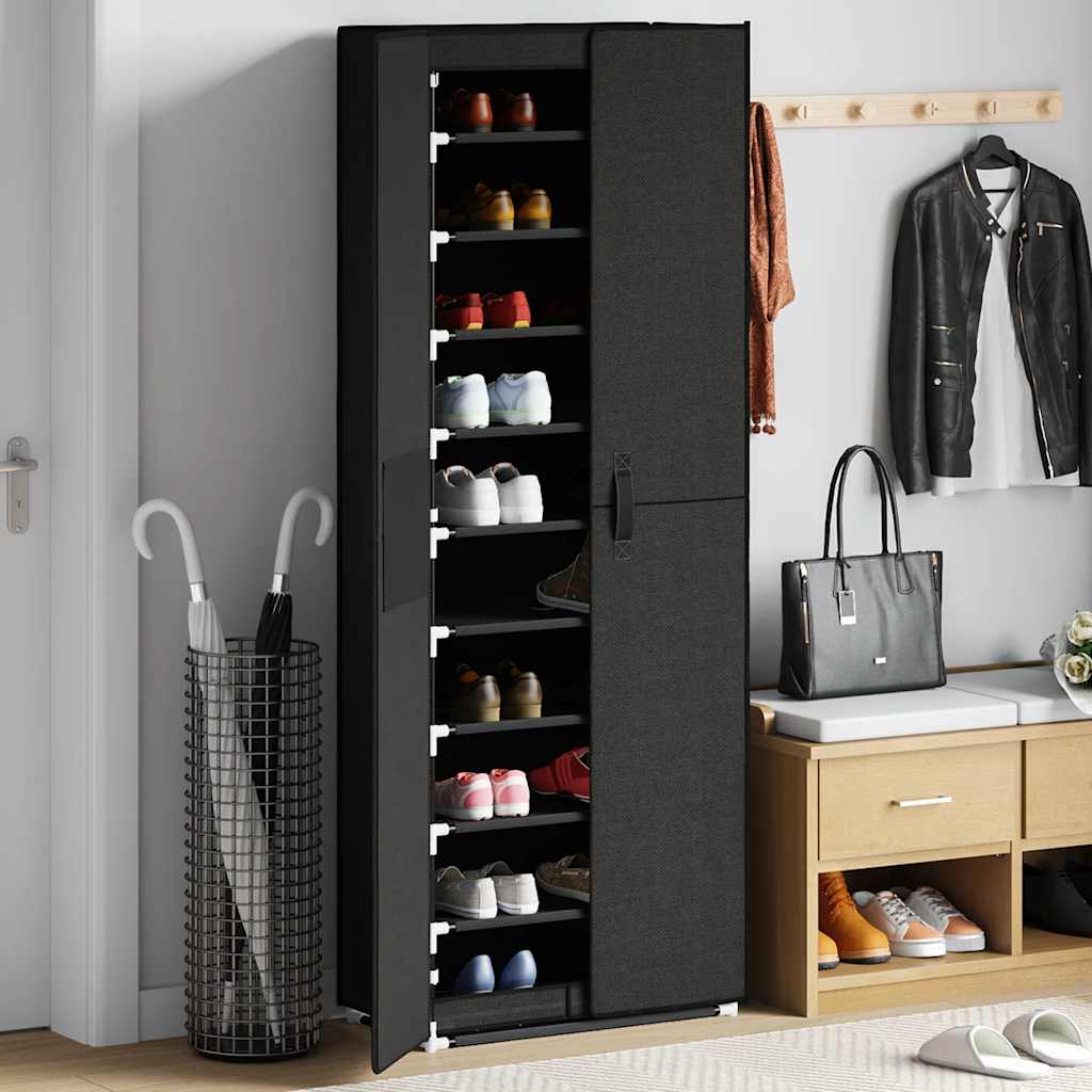 Schuhschrank Schwarz 60x30x166 cm Stoff