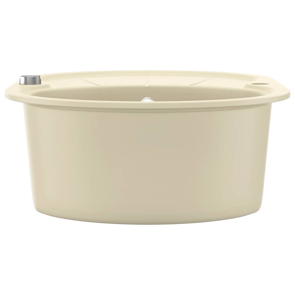 Granitspüle Einzelbecken Oval Beige