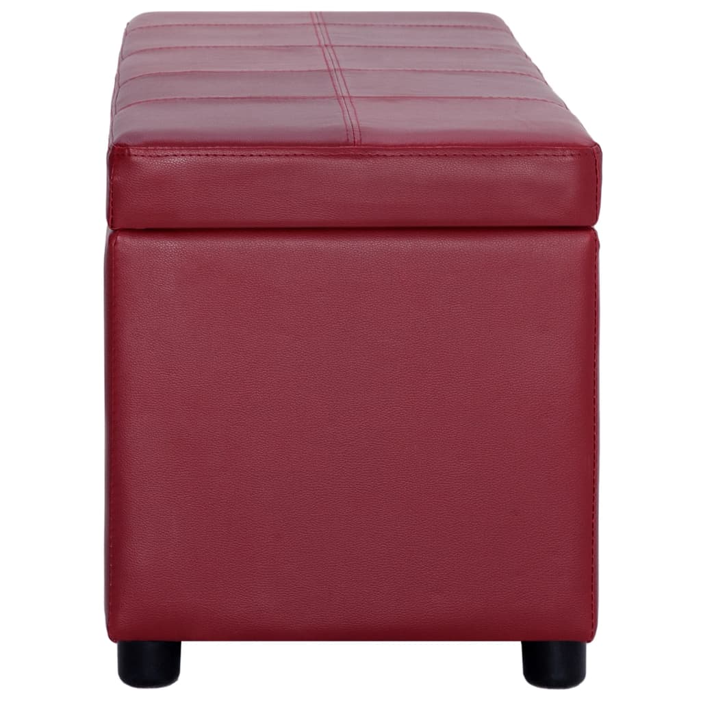 Bank mit Staufach 116 cm Weinrot Kunstleder