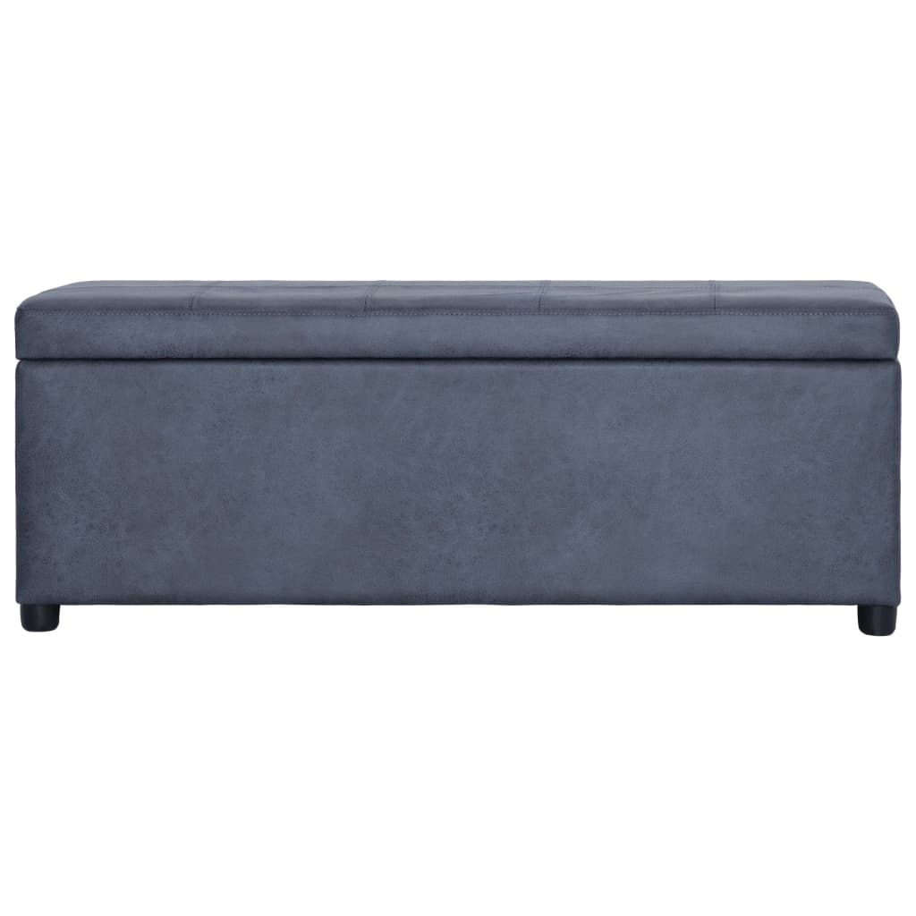 Bank mit Staufach 116 cm Grau Wildleder-Optik