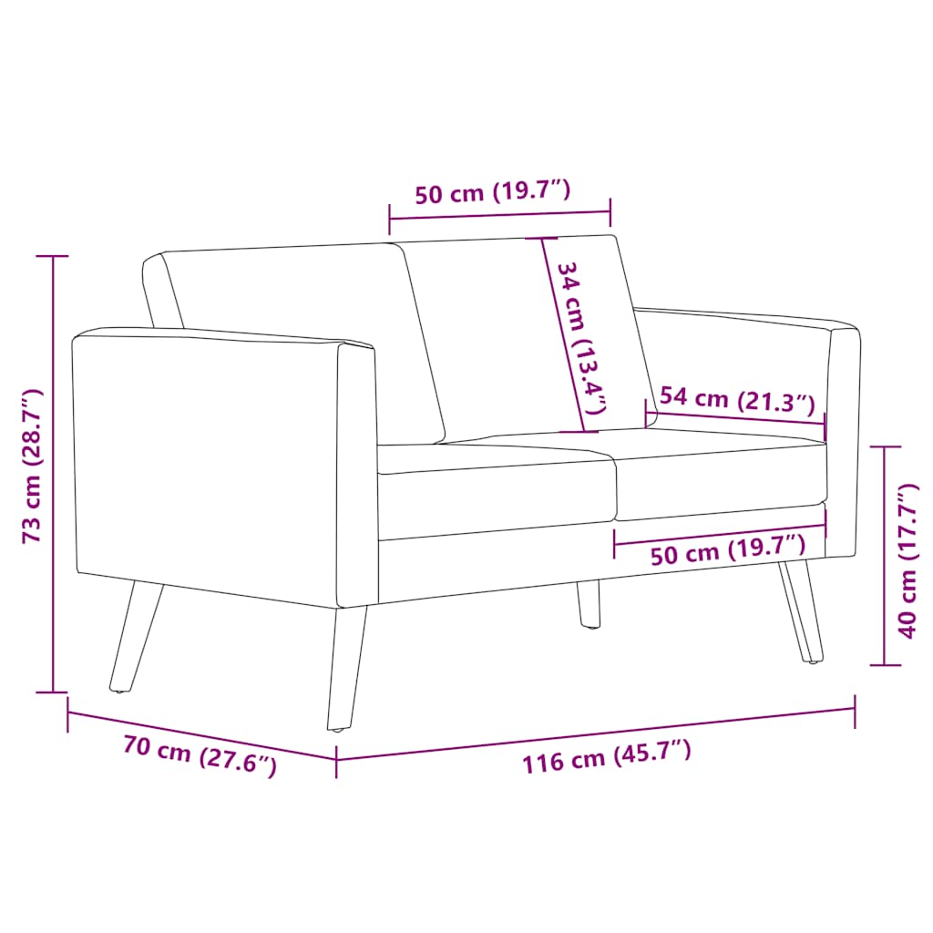 2-Sitzer-Sofa Stoff Schwarz