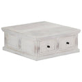 Couchtisch Weiß 70x70x30 cm Massivholz Mango