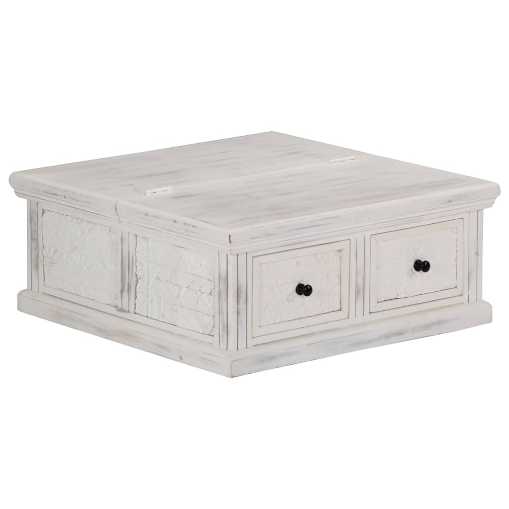 Couchtisch Weiß 70x70x30 cm Massivholz Mango