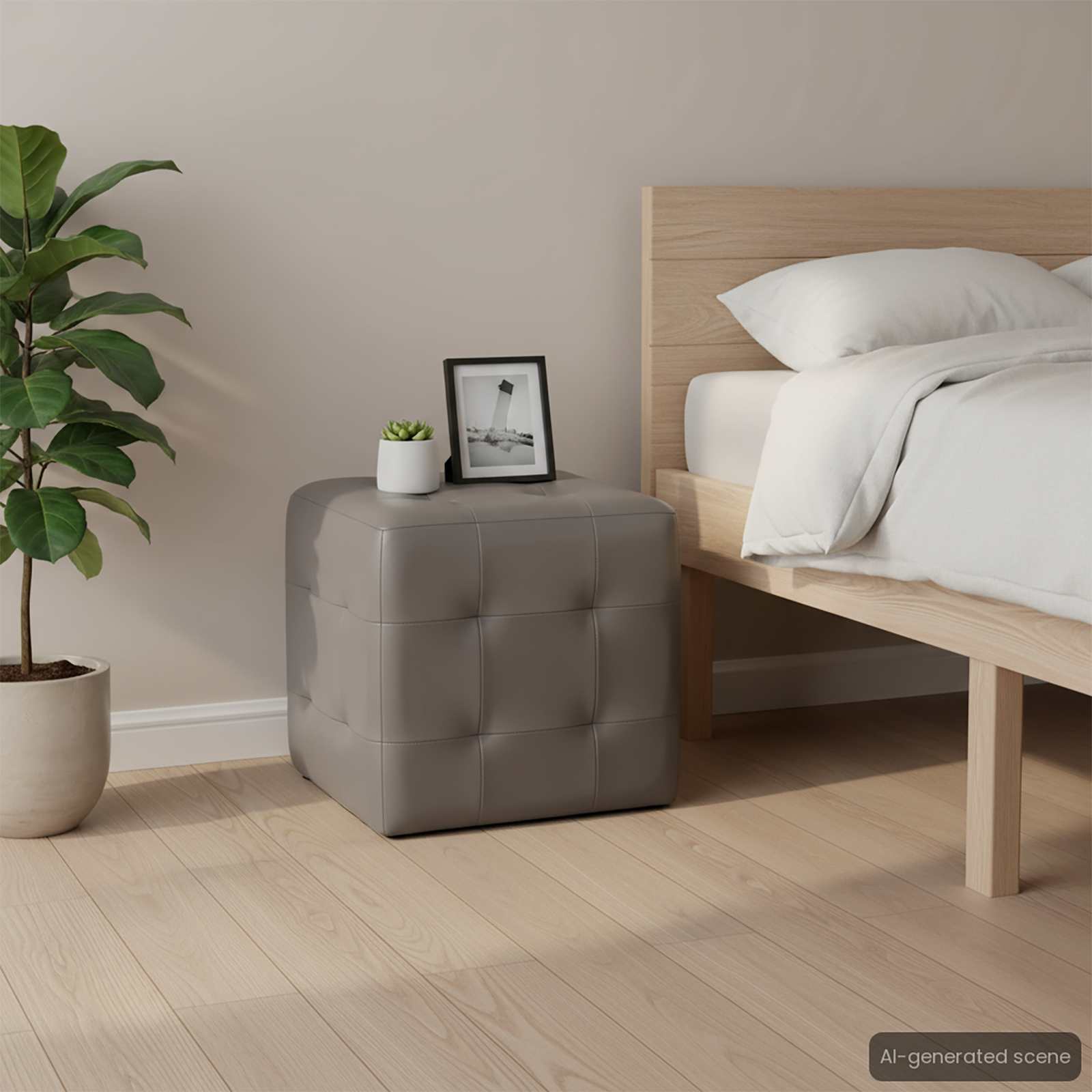 Nachttische 2 Stk. Grau 30×30×30 cm Kunstleder