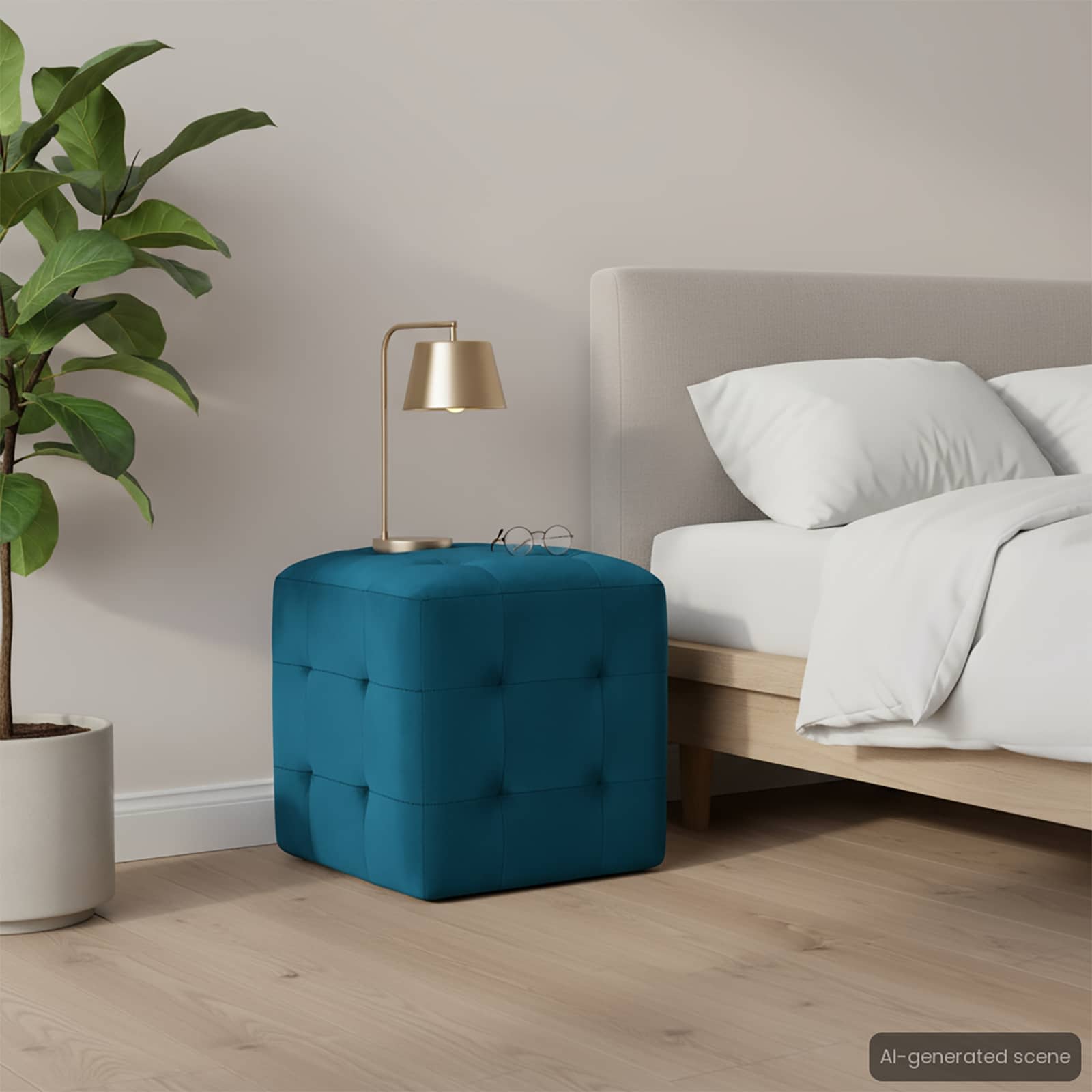 Nachttische 2 Stk. Blau 30×30×30 cm Samtstoff